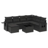 Set de sofás de jardín 8 piezas y cojines ratán sintético negro 2