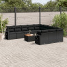 Set de sofás de jardín 12 piezas cojines ratán sintético negro 1