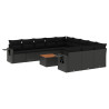 12 pcs conjunto de sofás de jardim c/ almofadões vime PE preto 2