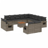 Set de sofás de jardín 14 pzas con cojines ratán sintético gris 2