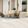 12 pcs conjunto de sofás p/ jardim com almofadões vime PE bege 1