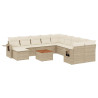 Set sofás de jardín 14 pzas con cojines ratán sintético beige 2