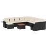 12 pcs conjunto de sofás de jardim c/ almofadões vime PE preto 2