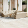 13 pcs conjunto de sofás p/ jardim com almofadões vime PE bege 1