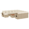 13 pcs conjunto de sofás p/ jardim com almofadões vime PE bege 2