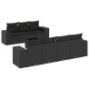 8 pcs conjunto sofás de jardim com almofadões vime PE preto 2