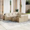 Set de sofás de jardín 9 pzas con cojines ratán sintético beige 1