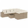 9 pcs conjunto de sofás p/ jardim com almofadões vime PE bege 2