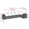 6 pcs conjunto de sofás p/ jardim com almofadões vime PE bege 3