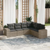 Set de muebles de jardín 6 pzas y cojines ratán sintético gris 1