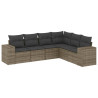 Set de muebles de jardín 6 pzas y cojines ratán sintético gris 2