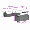 8 pcs conjunto de sofás p/ jardim com almofadões vime PE bege 3