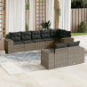 Set de sofás de jardín 8 pzas y cojines ratán sintético gris 1