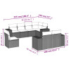 8 pcs conjunto de sofás p/ jardim com almofadões vime PE bege 3