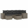 7 pcs conjunto sofás p/ jardim c/ almofadões vime PE cinzento 2