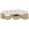 8 pcs conjunto de sofás p/ jardim com almofadões vime PE bege 2