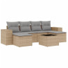 7 pcs conjunto de sofás p/ jardim com almofadões vime PE bege 2