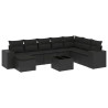Set de sofás de jardín 8 piezas y cojines ratán sintético negro 2