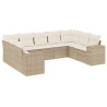 9 pcs conjunto de sofás p/ jardim com almofadões vime PE bege 2