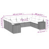 9 pcs conjunto de sofás p/ jardim com almofadões vime PE bege 3