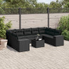 Set de sofás de jardín 10 pzas cojines ratán sintético negro 1