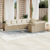Set de sofás de jardín 9 pzas con cojines ratán sintético beige 1