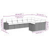 9 pcs conjunto de sofás p/ jardim com almofadões vime PE bege 3