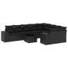 Set de sofás de jardín 10 pzas cojines ratán sintético negro 2