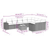 10 pcs conjunto sofás de jardim c/ almofadões vime PE preto 3