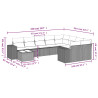 10 pcs conjunto de sofás p/ jardim com almofadões vime PE bege 3