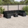 11 pcs conjunto sofás de jardim c/ almofadões vime PE preto 1