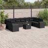 Set de sofás de jardín 11 pzas y cojines ratán sintético negro 1