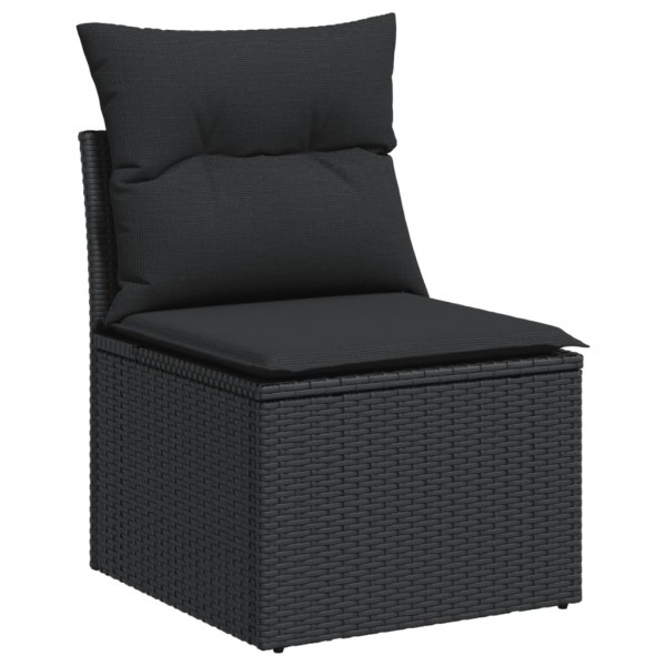 Set de sofás de jardín 11 pzas y cojines ratán sintético negro M 3