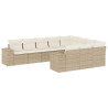 Juego de sofás jardín con cojines beige 10 pzas ratán sintético 2