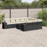 11 pcs conjunto sofás de jardim c/ almofadões vime PE preto 1