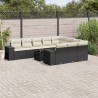 Set de sofás de jardín 11 pzas y cojines ratán sintético negro 1