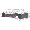 11 pcs conjunto sofás de jardim c/ almofadões vime PE preto 3