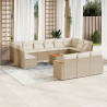 14 pcs conjunto de sofás p/ jardim com almofadões vime PE bege 1