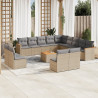 Set sofás jardín 14 pzas y cojines ratán sintético beige mezcla 1