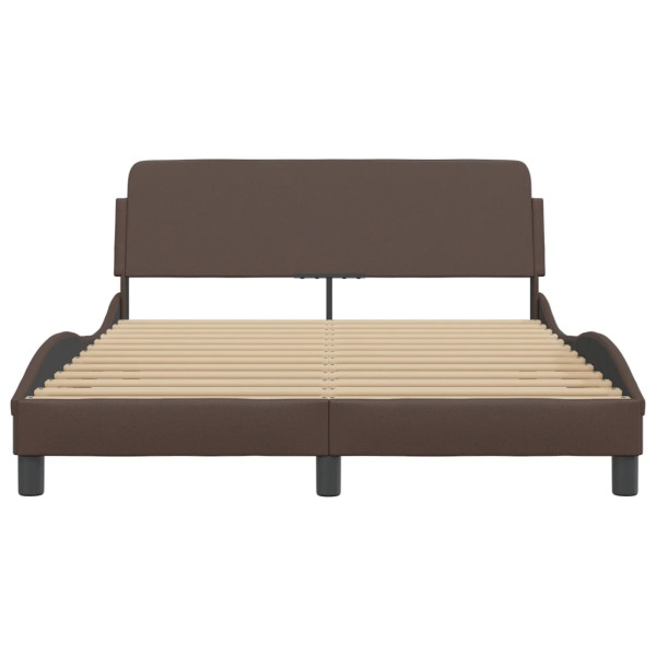 Estrutura cama c/ cabeceira 140x200cm couro artificial castanho M 4