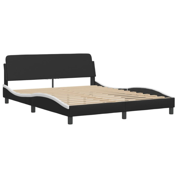 Estructura cama cabecero cuero sintético negro blanco 160x200cm M 2