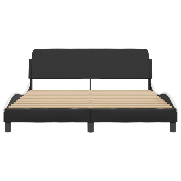 Estructura cama cabecero cuero sintético negro blanco 160x200cm M 4