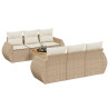 Set sofás de jardín 7 piezas y cojines ratán sintético beige 2