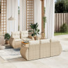 6 pcs conjunto de sofás p/ jardim com almofadões vime PE bege 1