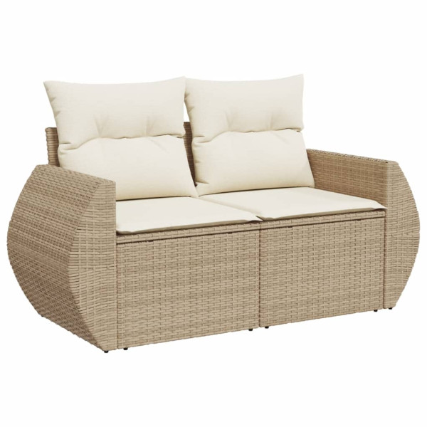Juego de sofás jardín con cojines 6 pzas ratán sintético beige M 4