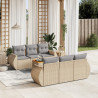 Set sofás de jardín 7 piezas y cojines ratán sintético beige 1