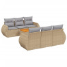 7 pcs conjunto de sofás p/ jardim com almofadões vime PE bege 2
