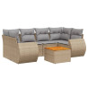 7 pcs conjunto de sofás p/ jardim com almofadões vime PE bege 2