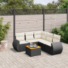 Set de sofás de jardín 6 piezas y cojines ratán sintético negro 1