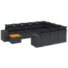 Set de sofás de jardín 11 pzas y cojines ratán sintético negro 2